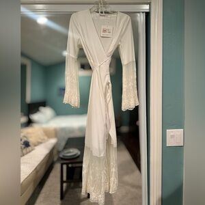 Reverse Ivory Lace Wrap Dress